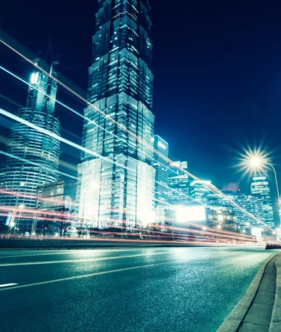 beautiful night view of shanghai finance and trade zone